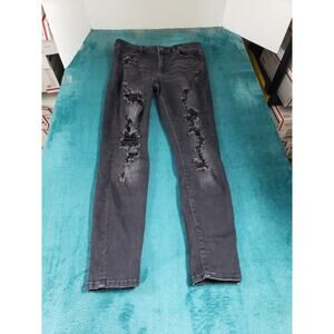 American Eagle Jeans Size 8 Womens Black Denim Pants Ladies High Rise Jegging